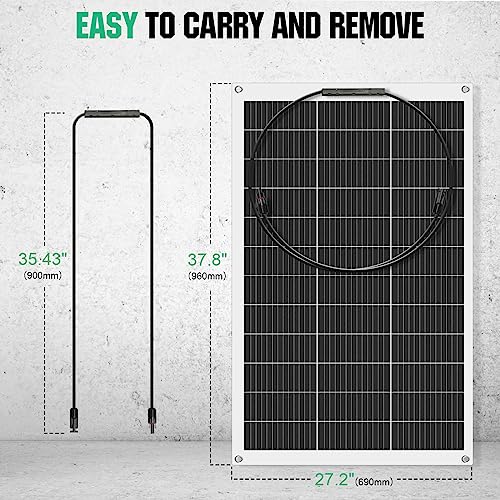 8. Bild von ECO-WORTHY 130W 12V Solarpanel Flexibel Monokristallines Solarpanel, Solarmodul mit Ladekabel für Wohnmobil Auto Boot 12V Batterien