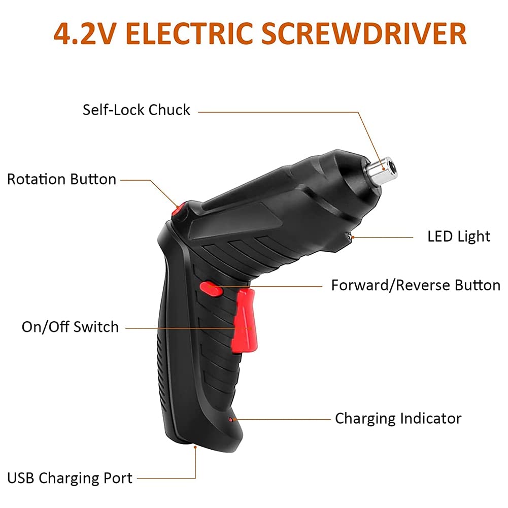 Mini Cacciavite Elettrico Ricaricabile 90°-180°Manico Rotante LED Cacciavite Fili Trapano Cacciavite Elettrico