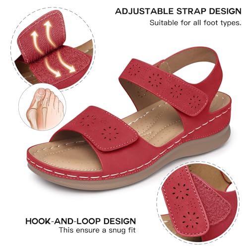 Image of SHIBEVER Women Flat Sandals Comfortable: Arch Support Sandals Dressy