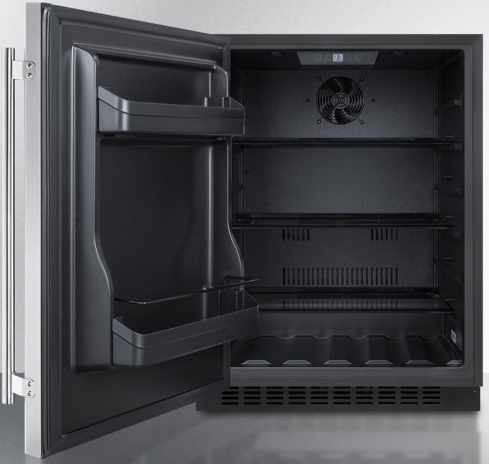 Summit Appliance AL54CSSLHD 24" Wide Built-In All-Refrigerator, ADA Compliant, Stainless Steel Exterior, Door Storage, Lock, Digital Controls, Frost-free Operation, 32.0" H x 23.63" W x 22.63" D