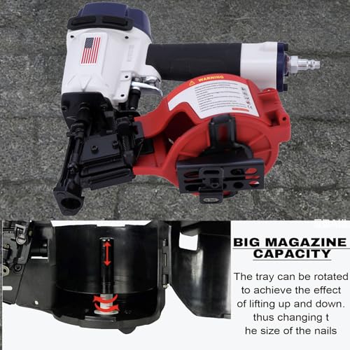 Image of American Style CN45N Roofing Nailer, 15 Degree Roofing Nail Gun, 3 /4-Inch to 1-3 /4-Inch Coil Nails, 120-pcs Load Capacity Coil Nailer