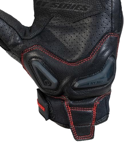 Image of Rynox Air GT 2 Gloves | Short-Cuff Motorcycle Riding Gloves with Impact Protection | Black Red, XL