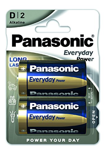 Panasonic D 1.5 V Pile Alkaline, 2 Pezzi