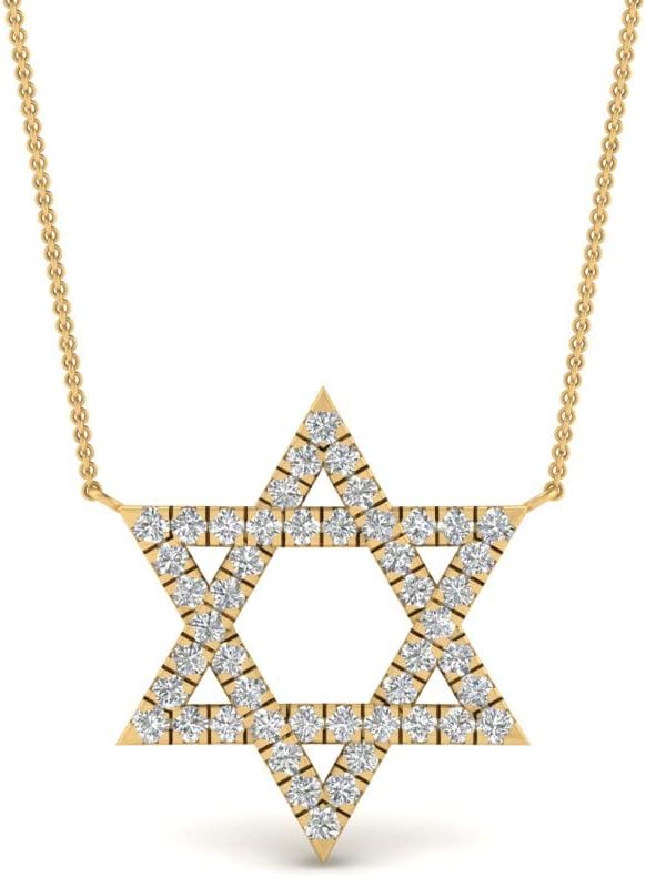 1/3 Carat 14K Gold/Silver Lab Grown Round Cut Diamond Star of David Pendant For Her Very Good Cut Lab Created Diamond Delicate Necklace With 18″ Chain (F-H, SI1-SI2, 0.35 c.t.w) 1/3 Carat 14K Gold/Silver Lab Grown Round Cut Diamond Star of David Pendant For Her Very Good Cut Lab Created Diamond Delicate Necklace With 18″ Chain (F-H, SI1-SI2, 0.35 c.t.w)