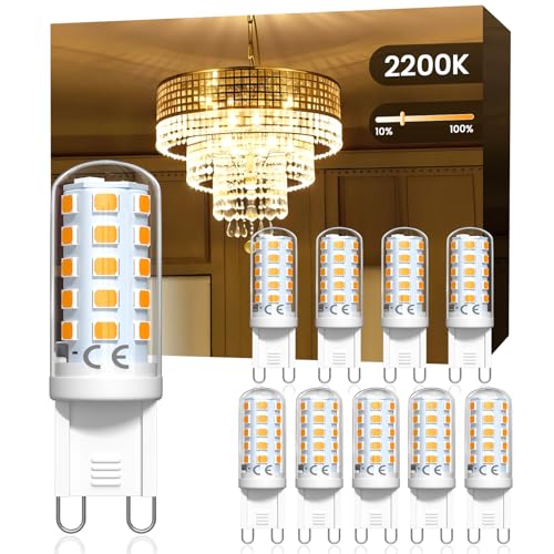 TobeBright G9 LED 4W Lampe, Warmweiß 2200K Dimmbar 220V-240V Augenpflege Glüihbirne, G9 Gluhbirnen 30W-40W Halogenlampe Ersatz, Kein Flimmern, Energieeinsparung die Leuchtmittel (10 Stück)