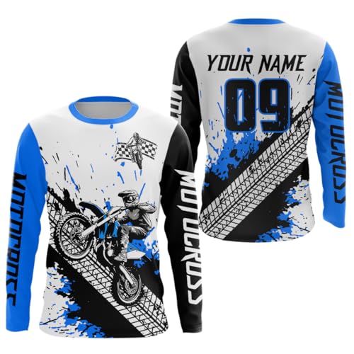 PIONAMZIOZ Custom Motocross Racing Jersey UPF30+ Dirt Bike Jersey Off-Road Shirt Kid Men Women Motorcycle Shirt MX Racing (US, Alpha, Small, 5X-Large, Regular, Regular, Blue)