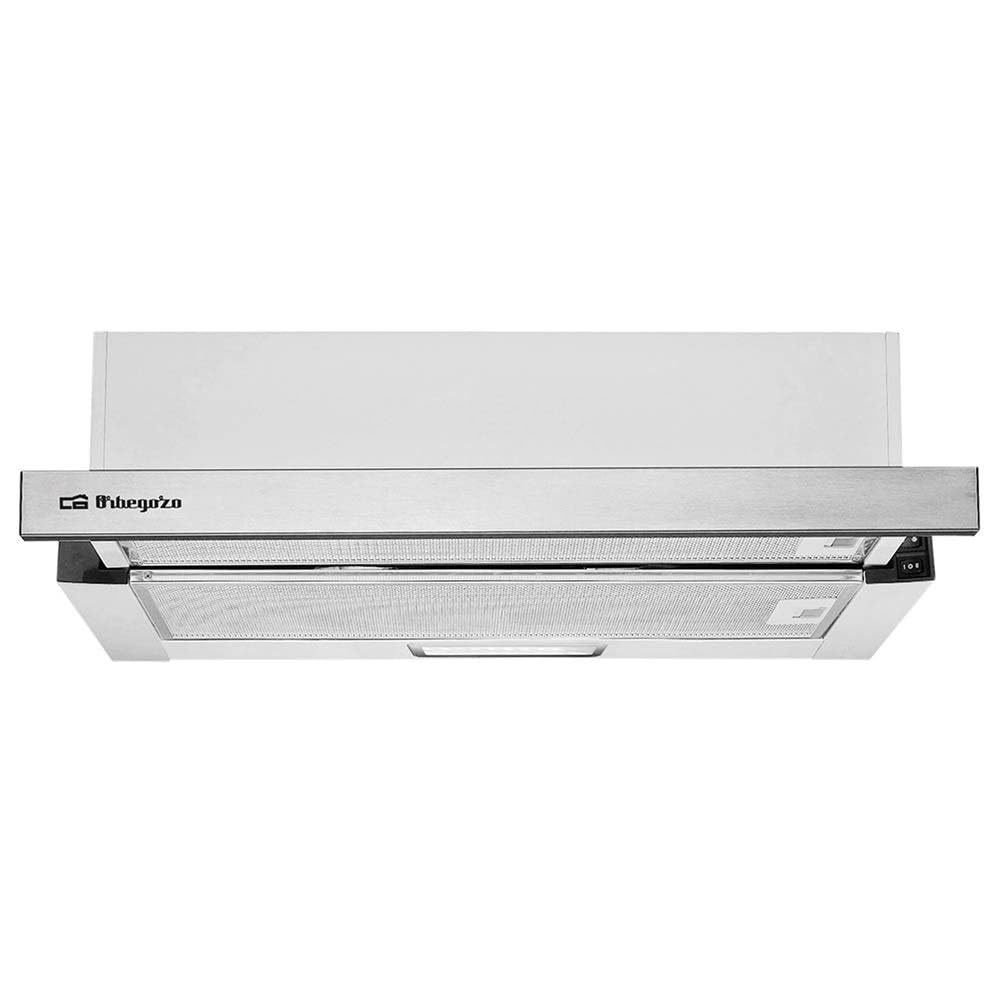 Orbegozo TL 07160 IN - Campana extractora telescópica 60 cm, capacidad de extracción 308,2 m3/h, 3 niveles de potencia, 2 filtros de aluminio desmontables, iluminación LED