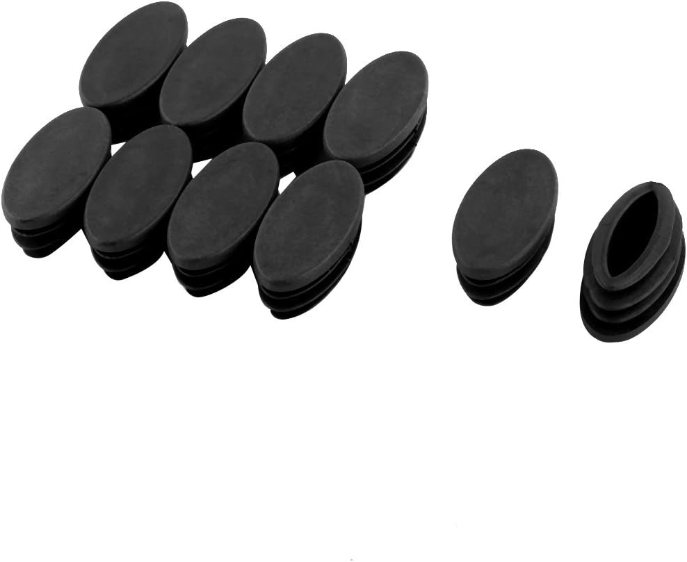 Sourcingmap Table Chair Leg Plastic Oval Pipe Tube Insert Cap 20 x 39mm 10 Pcs Black