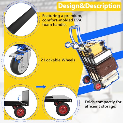 Carretilla de mano plegable con ruedas 600 lb miniatura 3