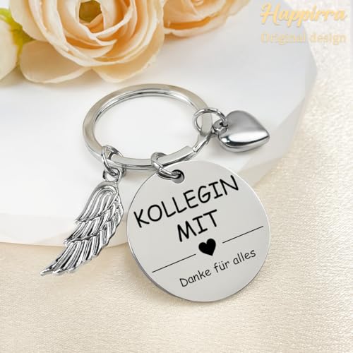 Happirra Beste Kollegin Geschenke, Schlüsselanhänger Schutzengel Glücksbringer, Abschied Lieblingskollegin Abschiedsgeschenk, Danke Geschenke für Arbeitskollegin Geburtstag Jobwechsel Neuer Job Rente
