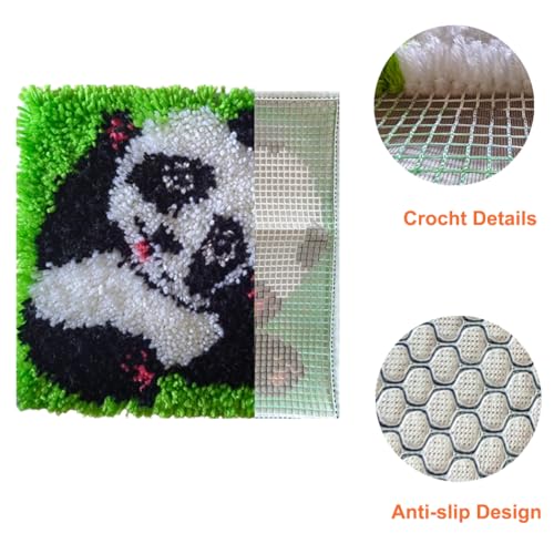 Image of YOOTOM Latch Hook Rug Kits for Adults,DIY Embroidery Crochet Hook Mini Rug Tapestry Set with Color Pre-Printed Canvas,Home Decor Festival Gift Fox 12x12inch
