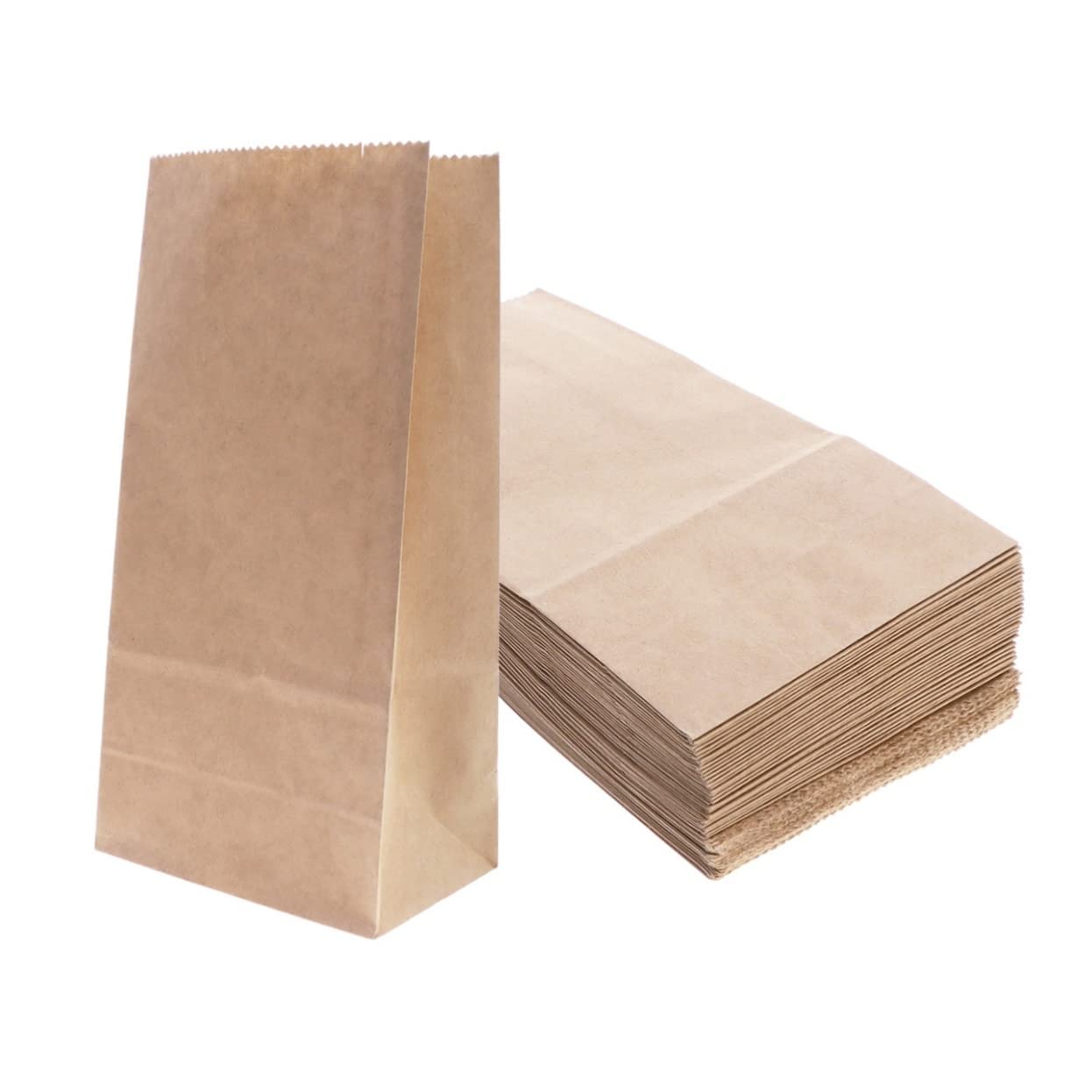 CONGARTENO 100pcs Square Bottom Packaging Bag Small Paper Snack Bags Paper Grocery Bags Sandwich Paper Bags Brown Kraft Bags Kraft Paper Favor Bags Lunch Bag Paper Container Yellow