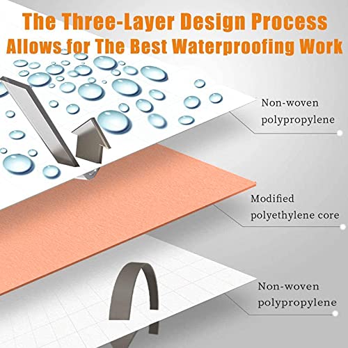 108SQ FT Waterproofing Membrane for Bathroom Shower, 20mil, 3\' 3\" x 33FT Tile Flooring Underlayment Roll Under Ceramics, Natural Stone Tiles and LVT for Shower Wall, Bathroom Floors - Thumbnail 4
