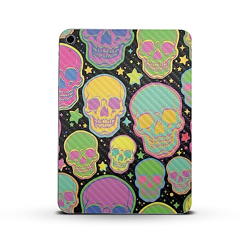 Image of MightySkins Carbon Fiber Skin Compatible with Apple iPad 10.9 inch 10th Gen (2022) Full Wrap Kit - Candy Skulls | Protective, Durable Textured Carbon Fiber Finish | Easy to Apply | Made in The USA