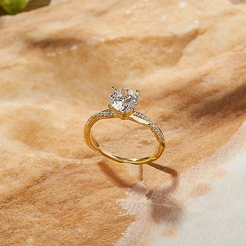 1 CT Petite Infinity Twisted Vine Round Moissanite Engagement Ring in Solid 10K/14K/18K Gold, Simulated Diamond Wedding Ring for Women/Girlfriend/Wife, Size 3-14 ＆ White/Yellow/Rose Gold3