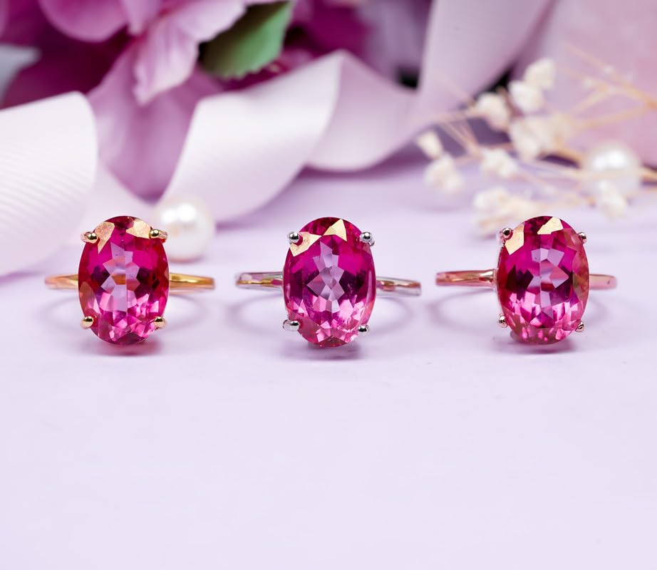 Bague en argent 925 topaze rose ovale R-022-24-13Or rose pour femme - 6