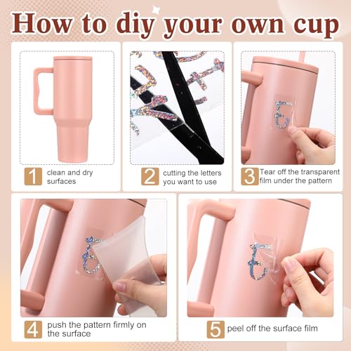 Image of 6 Sheets UV DTF Cup Wrap Name Stickers for Water Bottles Waterproof Custom Vinyl Decals Personalized Lettering Gift Stickers for 14-40oz Tumbler Cups Mugs DIY Craft (Colorful)