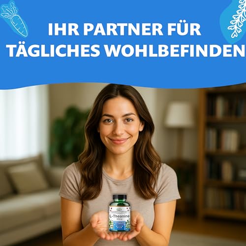 L-Theanin 500 mg – 180 Vegane Kapseln – Hochdosierte Aminosäure aus Grüntee | 6-Monatsvorrat | 98% Rein, Keine Zusatzstoffe | Hergestellt in Dänemark