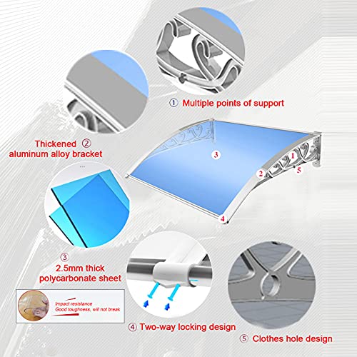 Auvent de jardin en polycarbonate pour porte et terrasse de 160 à 250 cm - 3