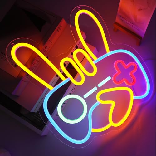 Image of ENUOLI Gamer Neon Sign, Gamepad Shaped LED Light Gaming Light Dimmable Led Game Controller USB Powered Gaming Neon Sign for Boys Room Gamer Room Decor Gifts for Teens