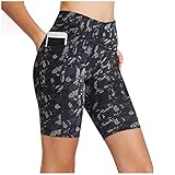 WELCO 2021 - Pantalones cortos de yoga para mujer, de cintura alta, para deporte, de secado rápido, pantalones cortos, adelgazantes, leggings de yoga Gris14. M