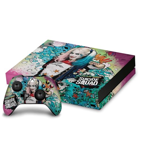 Head Case Designs Officially Licensed Suicide Squad 2016 Harley Quinn Poster Graphics Vinyl Sticker Gaming Skin Decal Cover Compatible With Xbox One X Console and Controller Bundle