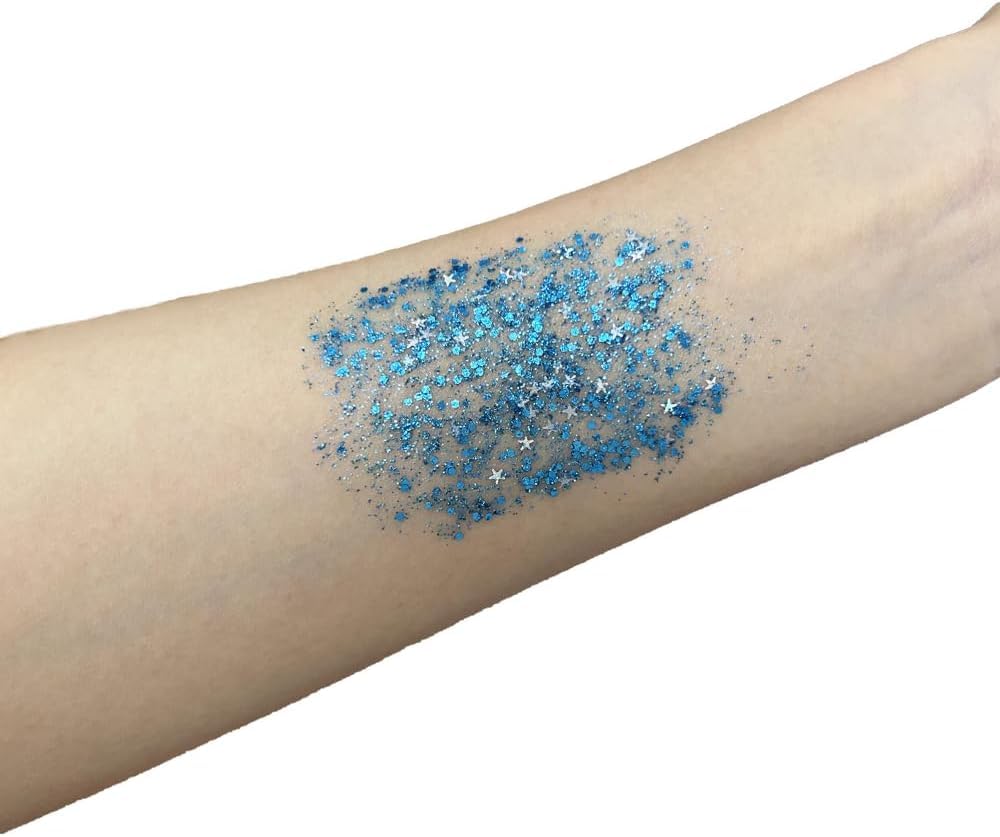 Go Ho Blue Body Glitter Stick,Rotating Mermaid Face Glitter Stick,Holographic Glitters for Face/Body/Hair/Eye,Sparkling Festival Accessories for Women - Image 3