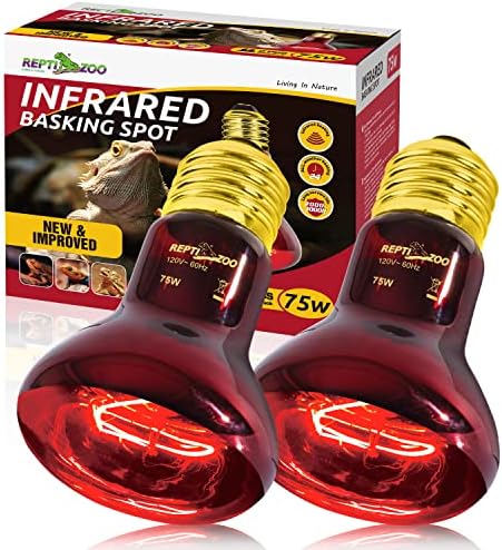 REPTIZOO 75W Infrared Heat Emitter 2PCS Red Heat Lamp