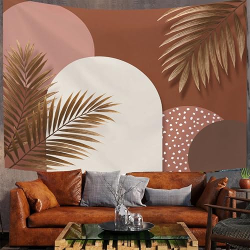 Tapisserie murale feuille de palmier marron 230x150 cm pour salon