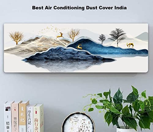 Image of Polyester Deer New Printed Air Conditioning Dust Cover Folding Designer Ac Cover For Indoor Split Ac 1.5 Ton (97 X 31 X 21 .5Cm )