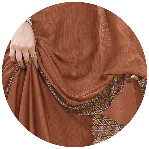 Image of MIRCHI FASHION Saree for Woman Chiffon Georgette Polka Dot Border | Plain Lightweight Women's Sari with Printed Pallu and Blouse Piece