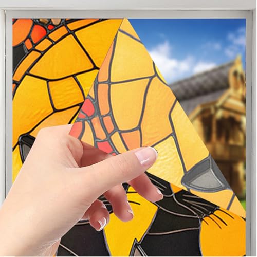 Image of Nuxovilar Halloween Black Cat Pattern Window Film 17.5x39.3 in PVC