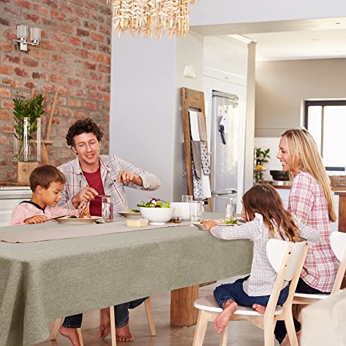 Deconovo Water Resistant Tablecloths Faux Linen Wipeable Tablecloth Rectangle Tablecloth for Dining Table 54x108in(137x274cm) Linen