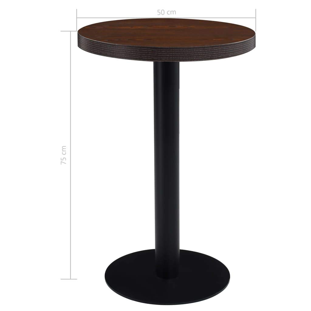 Benkeg Mesa de Bistró Mesas de Bar MDF y Acero Marrón Oscuro y Negro 50 x 75 cm para Tu Hogar, Restaurante, Cafetería o Bar