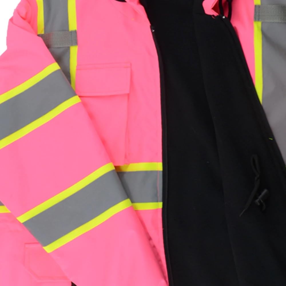 High Visibility Reflective Jacket with Fleece Liner, Warm Safety Work Jacket for Women & Girls, Multiple Pockets chaleco reflectante