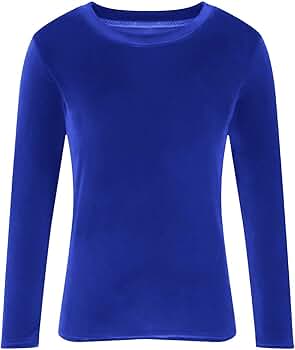Womens Vintage Velvet T Shirts Long Sleeve Round Neck Velour