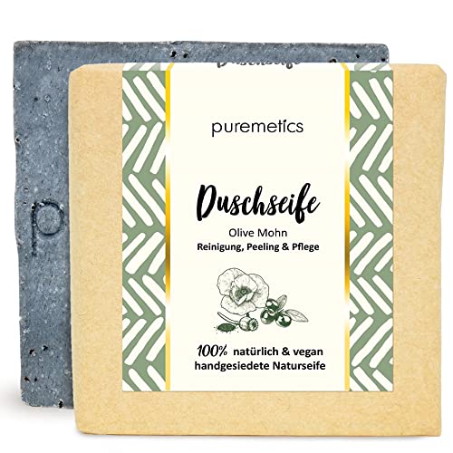 Jabón de ducha exfoliante"Olive Mohn" de puremetics, cosmética natural 100% vegana Cover