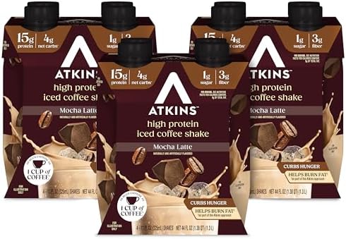 Atkins Mocha Latte Iced Coffee Flavored Protein Shake, High Prote...