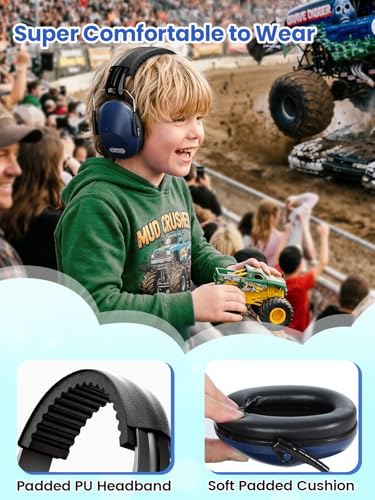 Image of Dr.meter Noise Cancelling Headphones for Kids: SNR27.4 Ear Muffs for Noise Reduction with Adjustable Headband, Hearing Protection Earmuffs for Monster Truck, Fireworks and Kids Autism Sensory