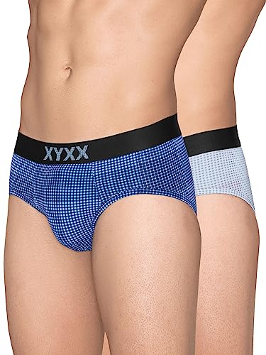 Image of XYXX Men's Blox Tencel Micromodal Regular Fit Printed Antimicrobial Briefs with No Marks Waistband (Pack of 2)
