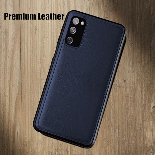 Image of Leather Case for Samsung Galaxy S20FE Premium Protective Stylish Slim Cover with Shockproof Raised Edges Blue