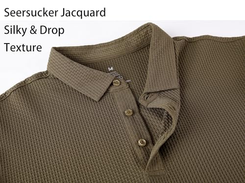 Alex Vando Mens Bubble Jacquard Polo Shirt Super Stretch Short Sleeve Polo Shirts for Men
