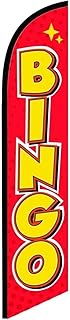 Bingo Red Feather Flag | 3ft W x 11.5ft H | Durable Super-Knit Polyester | Outdoor Advertising Banner Flag for Promotions