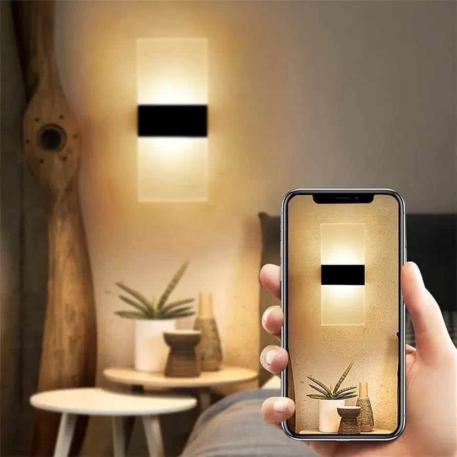 Image of Glowave Black Body Transparent Acrylic Light Design Wall Lamp Lighting Sconce for Living Room Bedroom Bedside - Tricolour (White, Warm White, Natural White) (CY 7776)