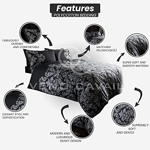 Gaveno Cavailia Luxurious Empire Damask Bed Set with Duvet Cover and Pillow Cases, Polyester-Cotton, Black, King, 11152743 - Image 2