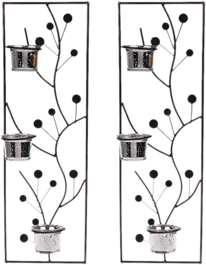 2pcs Metal Iron Candlestick Hanging Wall Sconce Candle Holder Wedding Home Decor