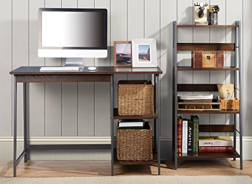 Home Star Gemelli Desk with Book Case Combo, Distressed Mocha Finish