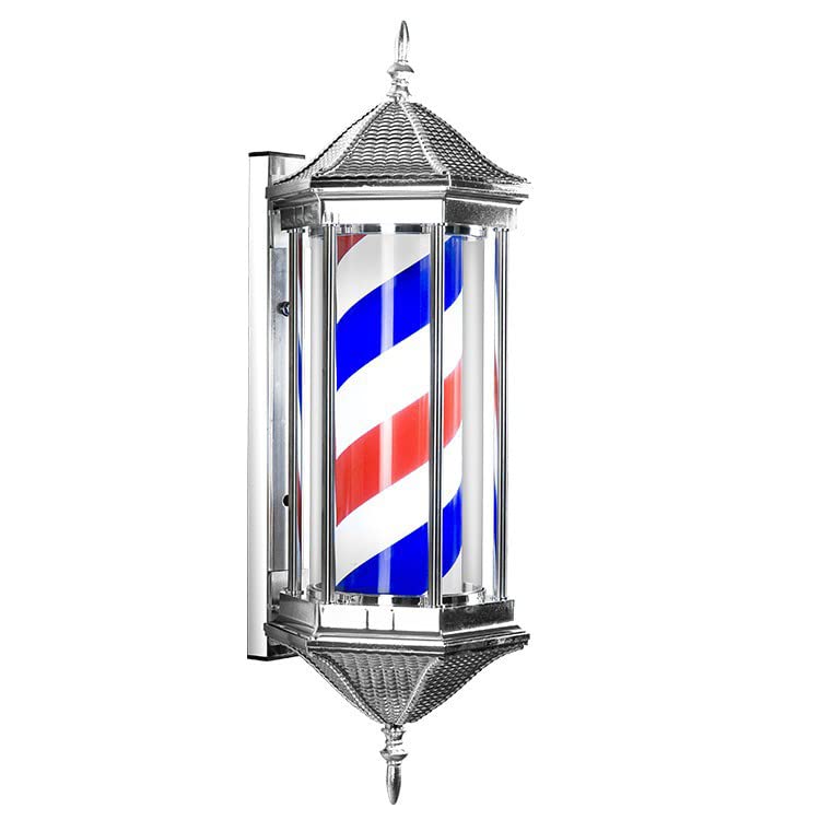 FKHFTI Moderna lámpara de araña LED para exteriores, poste de barbería, letrero abierto, luz giratoria, diseño de interruptor de botón, impermeable, con cable de 1,2 m, A, 70 cm