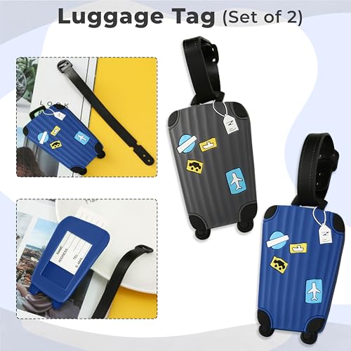 Image of Kraptick Travel Luggage Tags - Durable and Stylish Luggage Identification Tags for Suitcases Compact Name Tag for Luggage & Travel ID Label Tags for Suitcase & School Bags-(DMFP881)(Pack of 2)