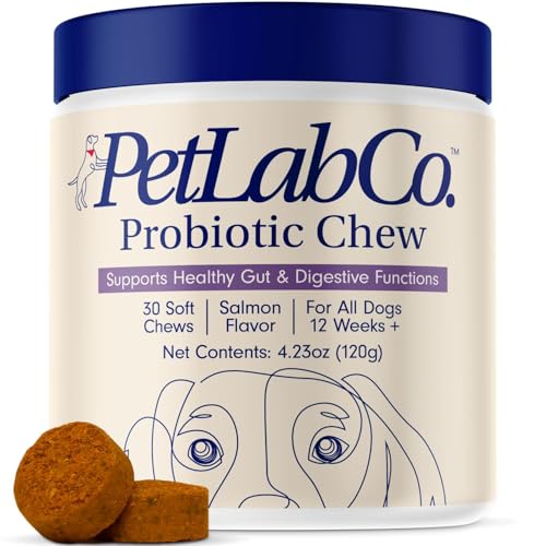 PetLab Co. Probiotics for Dogs, Support Gut Health, Occasional Diarrhea, Digestive Health & Seasonal Allergies - Salmon Flavor - Packaging May Vary - 30 Soft Chews